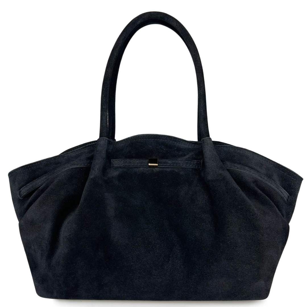 MI492 Black Suede Shopper Bag