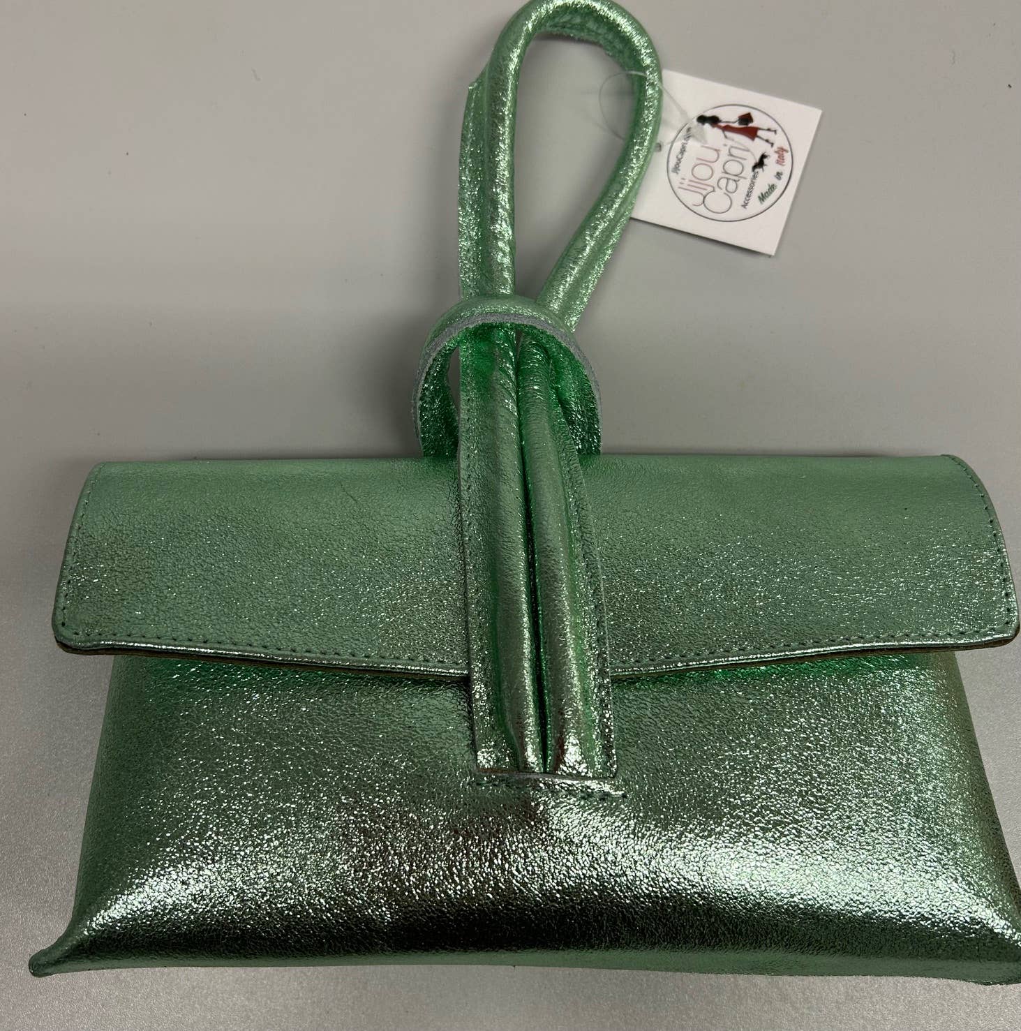 CHBETTYMI  Metallic Mint Dressy Leather Crossbody Bag