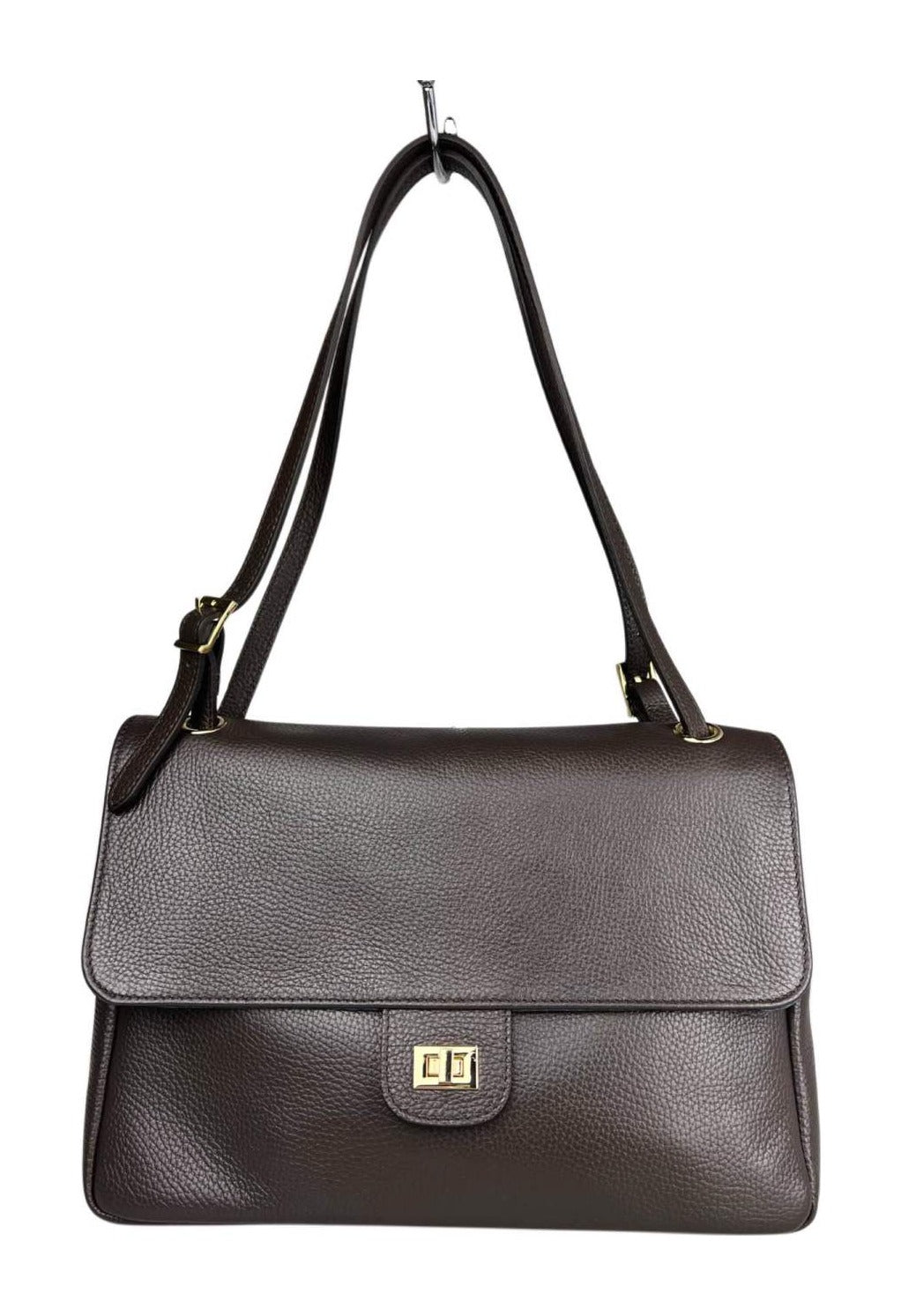 MI601 Dark Brown Leather Flap Bag