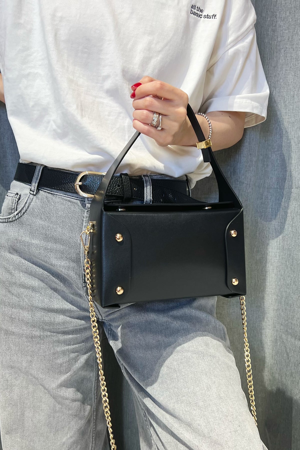 ZZ130 Black Small Smooth Leather Handbag
