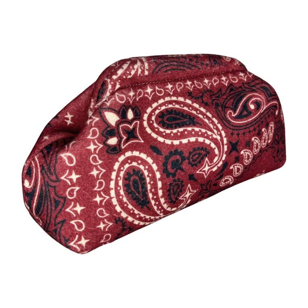 MI665 Burgundy Bandana Print Clutch Bag