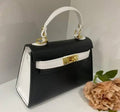 MELBBW Black White  Small Italian Leather Structured Bag