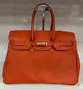 SFO Leather Orange Handbag  Structured  and Lock Closure
