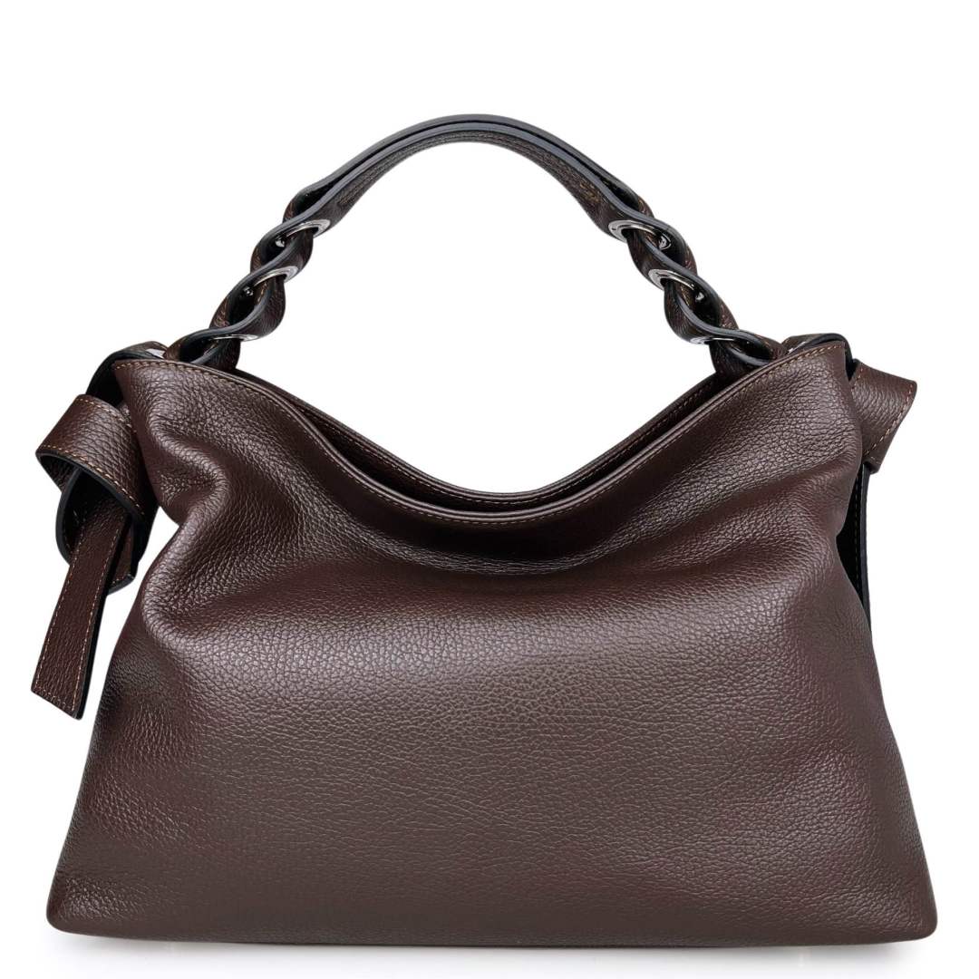 MI509 Dark Brown Leather Hobo Bag