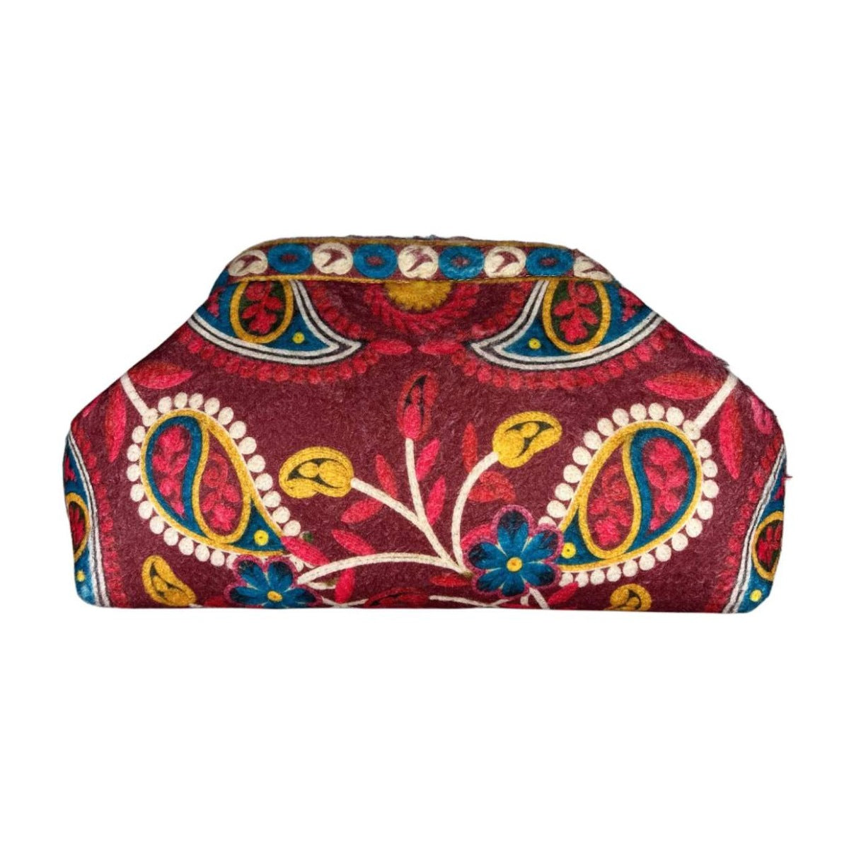MI647 Burgundy Paisley Print Clutch Bag