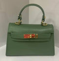 MELBGR Green Small Italian Leather Structured Lock Bag