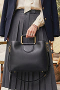 ZZ020 Black Grained Leather Handbag