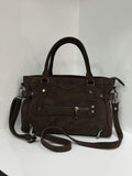 ST147 Dark Brown Suede Top Handle Bag
