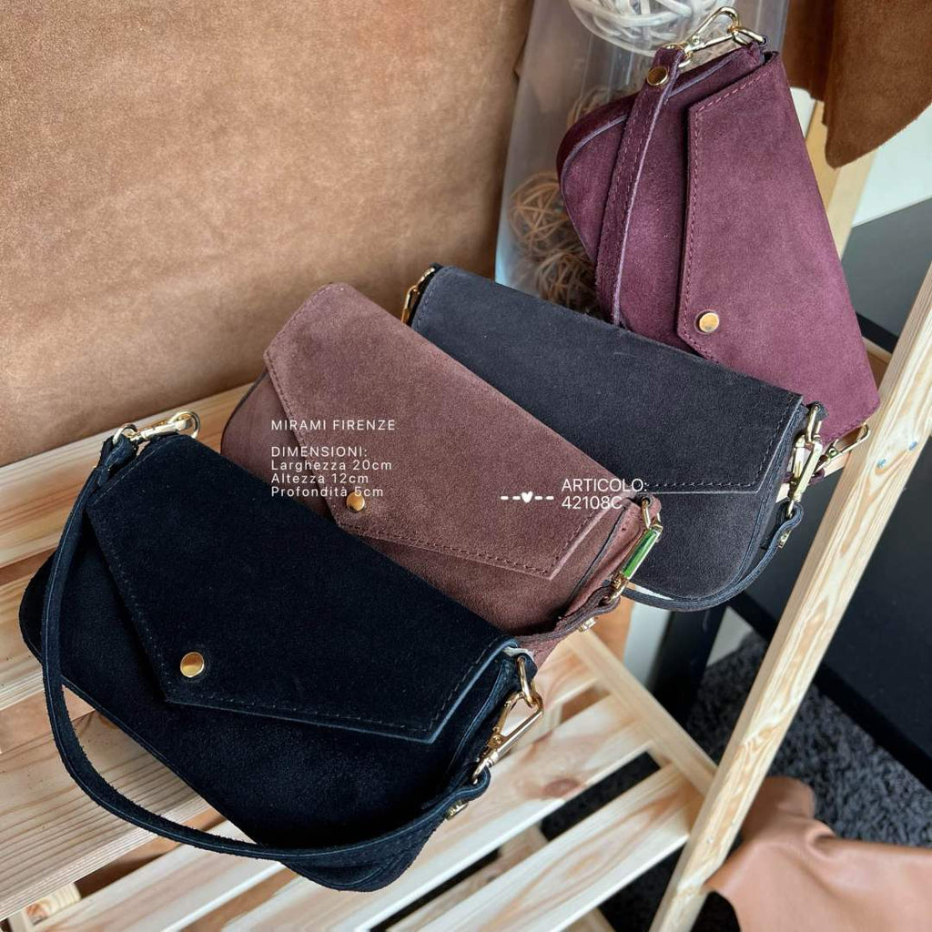 Mi315 Black Suede Pouch Bag