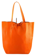 D29 Orange Italian Basic  Leather Tote Bag JIJOU CAPRI