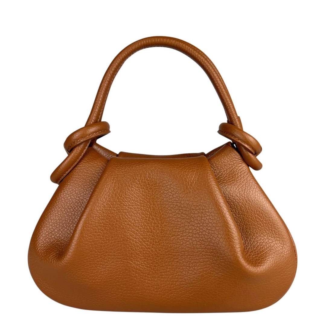 Mi183 Tan Knotted-Handle Bag