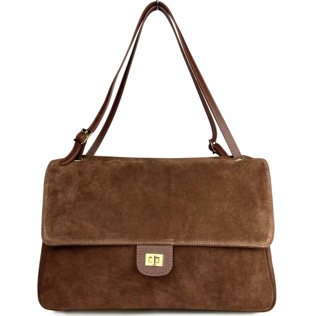Mi308 Mocha Suede Flap Bag