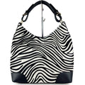 Mi117 Zebra Print White Pony Hair Shoulder Bag