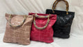OF37 Italian Leather Small Tote Bag w/ Bamboo Handle