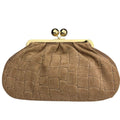 Mi274 Taupe Suede Croco-Print Clip Clutch