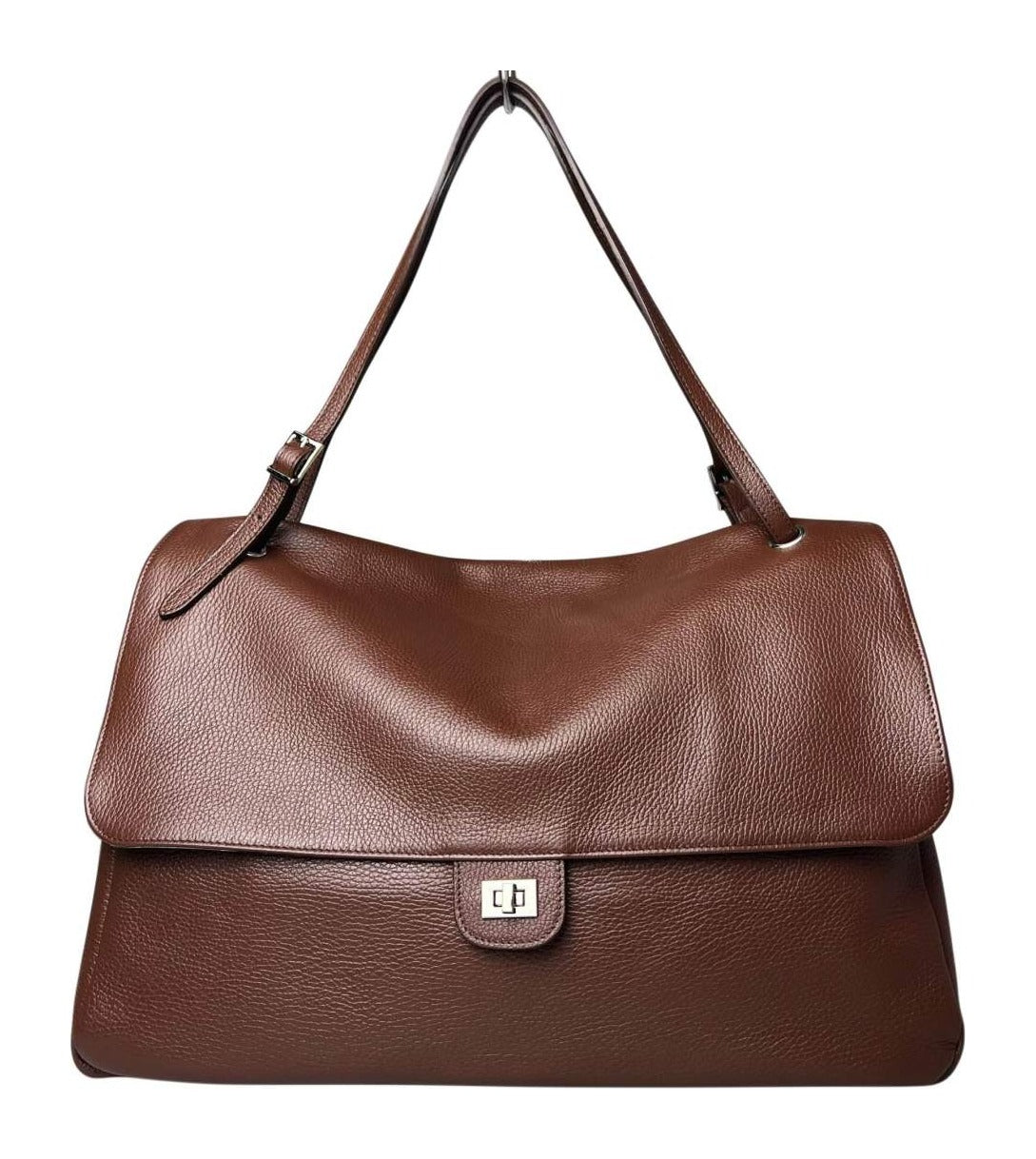 MI541 Mocha Leather XL Flap Bag