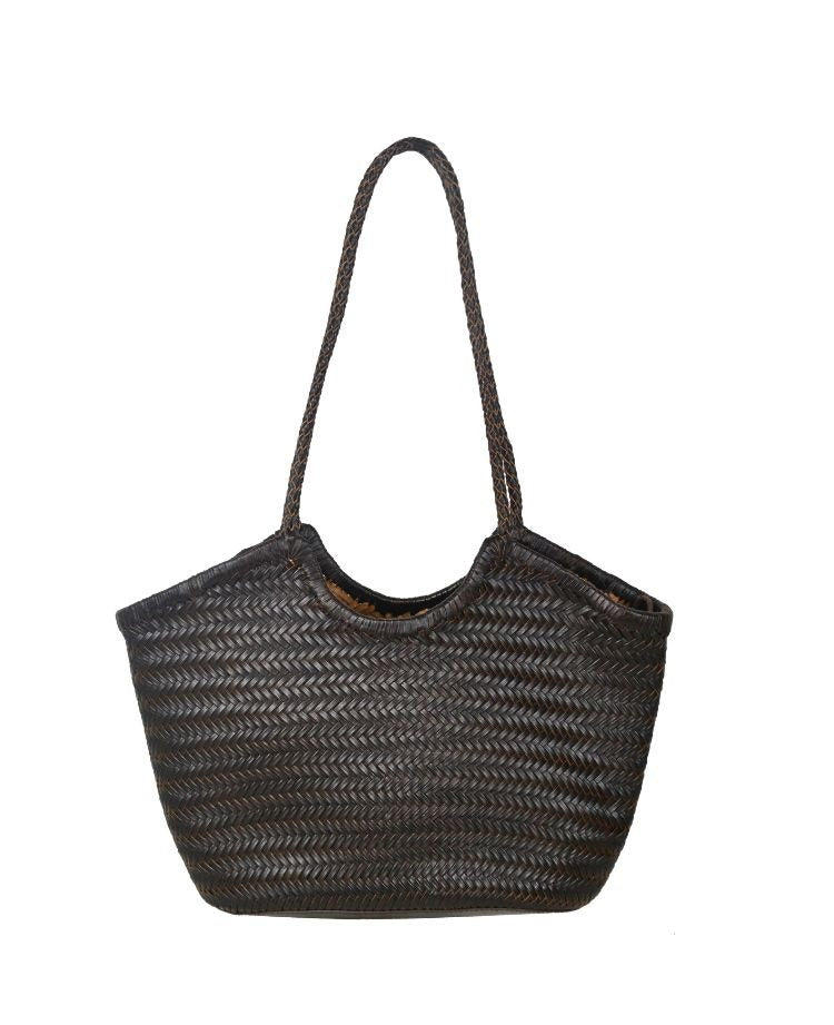 IT5765DB Midi Woven Tote Bag - Deep Brown