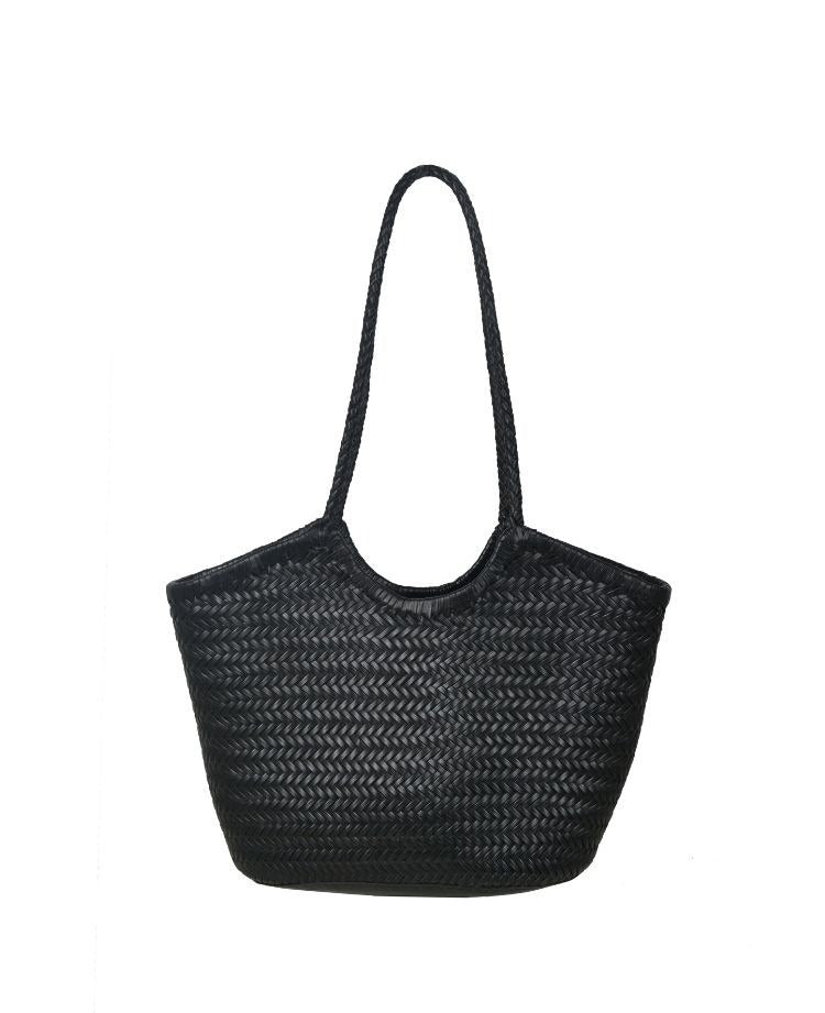 IT5765BK Midi Woven Tote Bag - Black