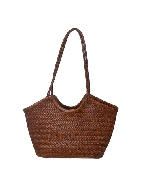 IT5765LB Midi Woven Tote Bag - Leather Brown