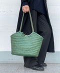 IT5765FG Midi Woven Tote Bag - Flag Green