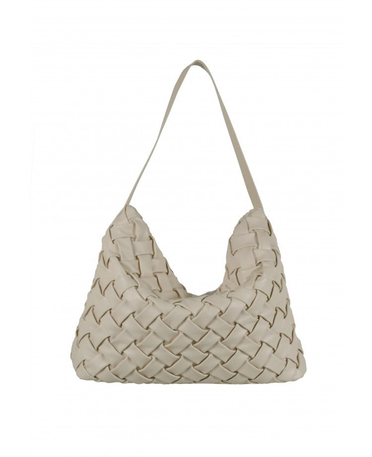 IT5802WC Woven Maxi Shoulder Bag - White Cream
