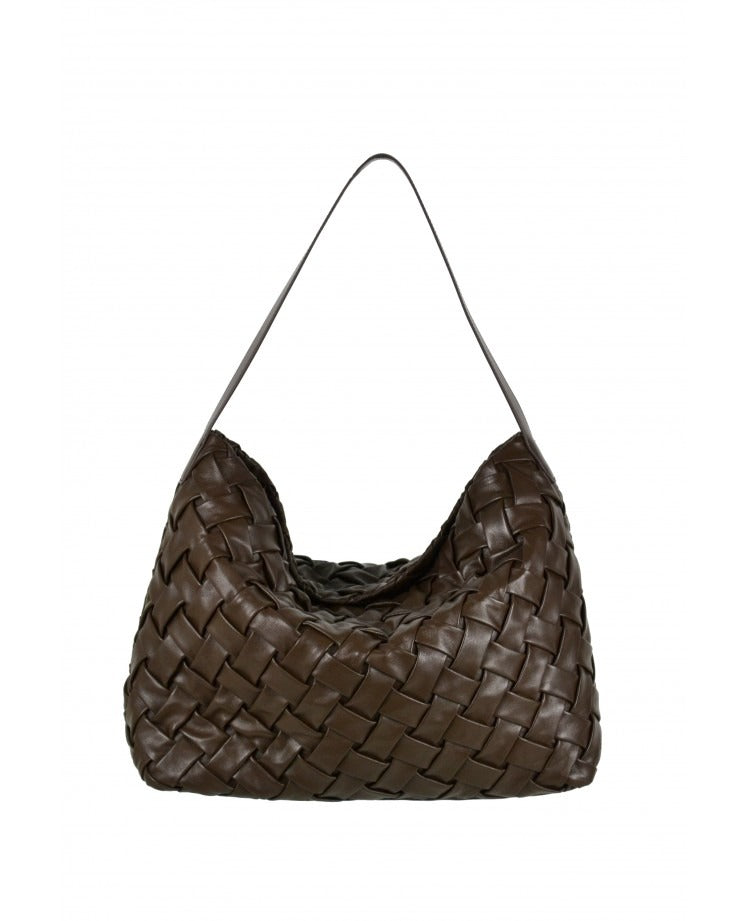 IT5802BR Woven Maxi Shoulder Bag - Brown