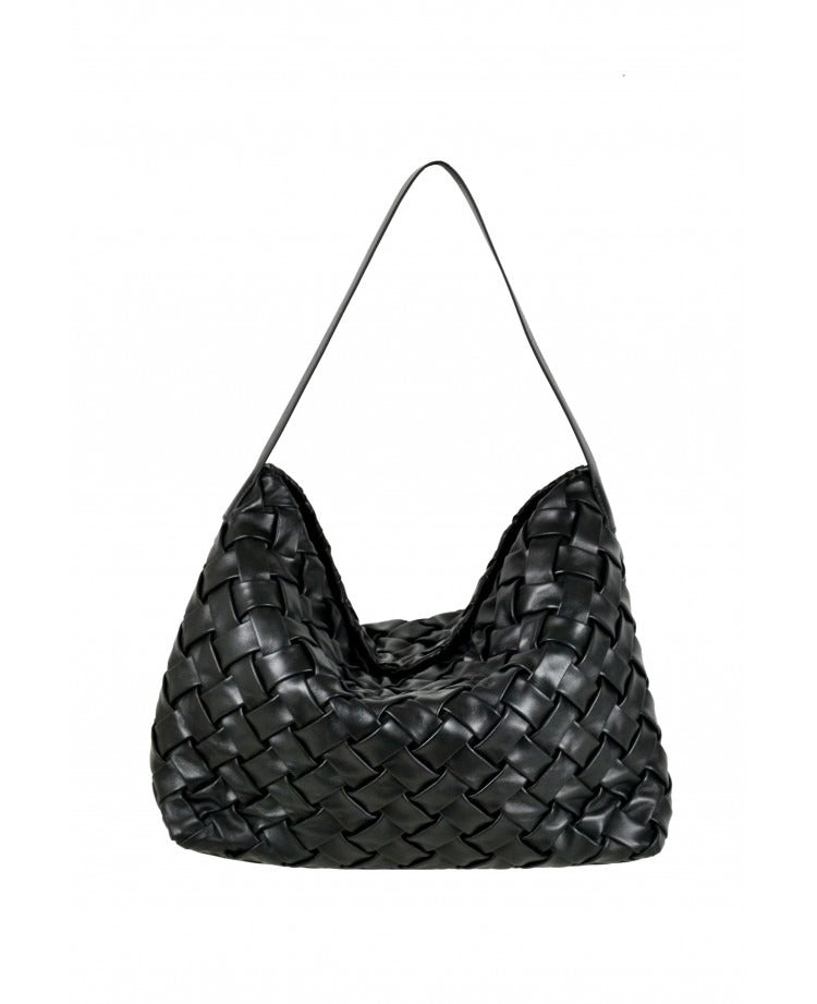 IT5802DB Woven Maxi Shoulder Bag - Deep Brown