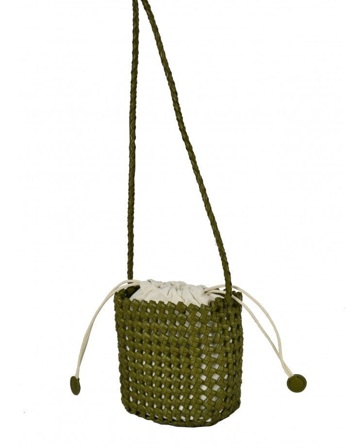 IT5804DBL Woven Bucket Bag with Internal Pouch - Dark Blue