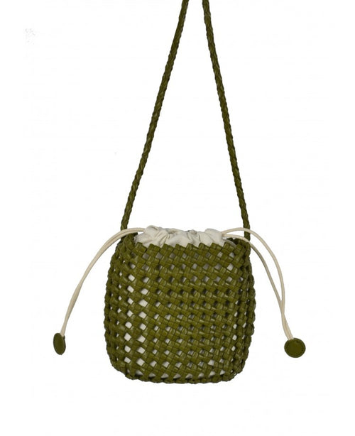 IT5804DBL Woven Bucket Bag with Internal Pouch - Dark Blue