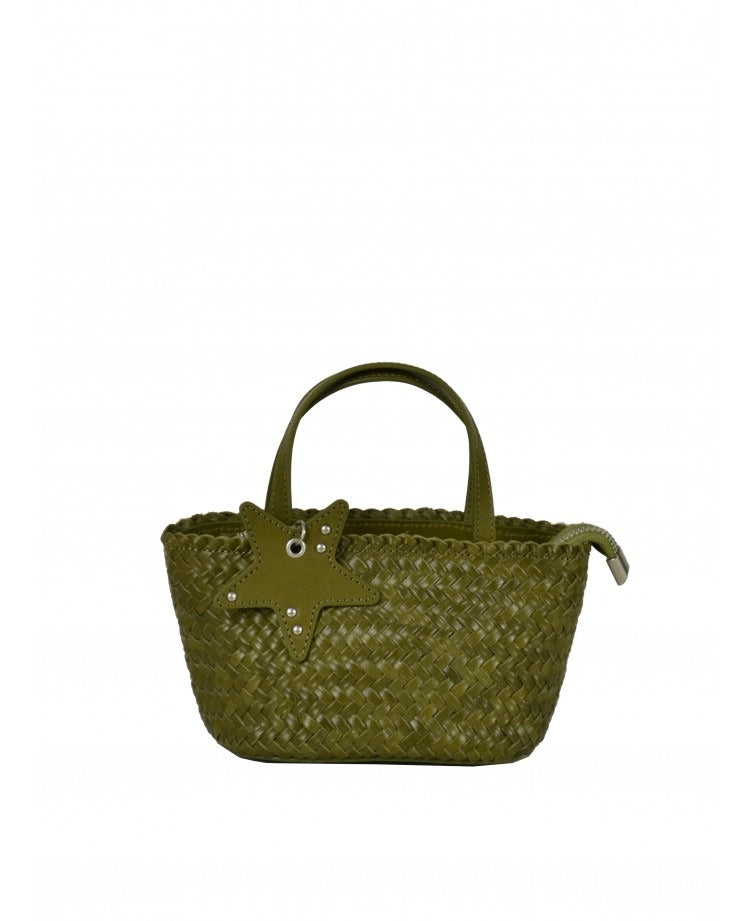 IT5805OG Starlady Woven Small Handbag with Charm - Olive Green
