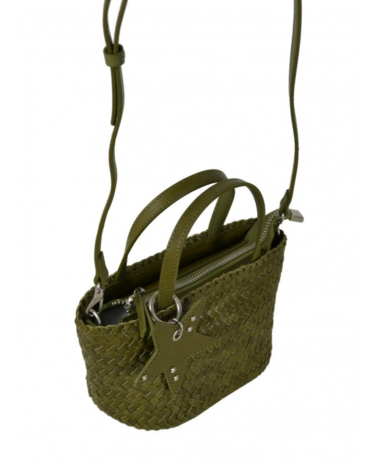 IT5805OG Starlady Woven Small Handbag with Charm - Olive Green
