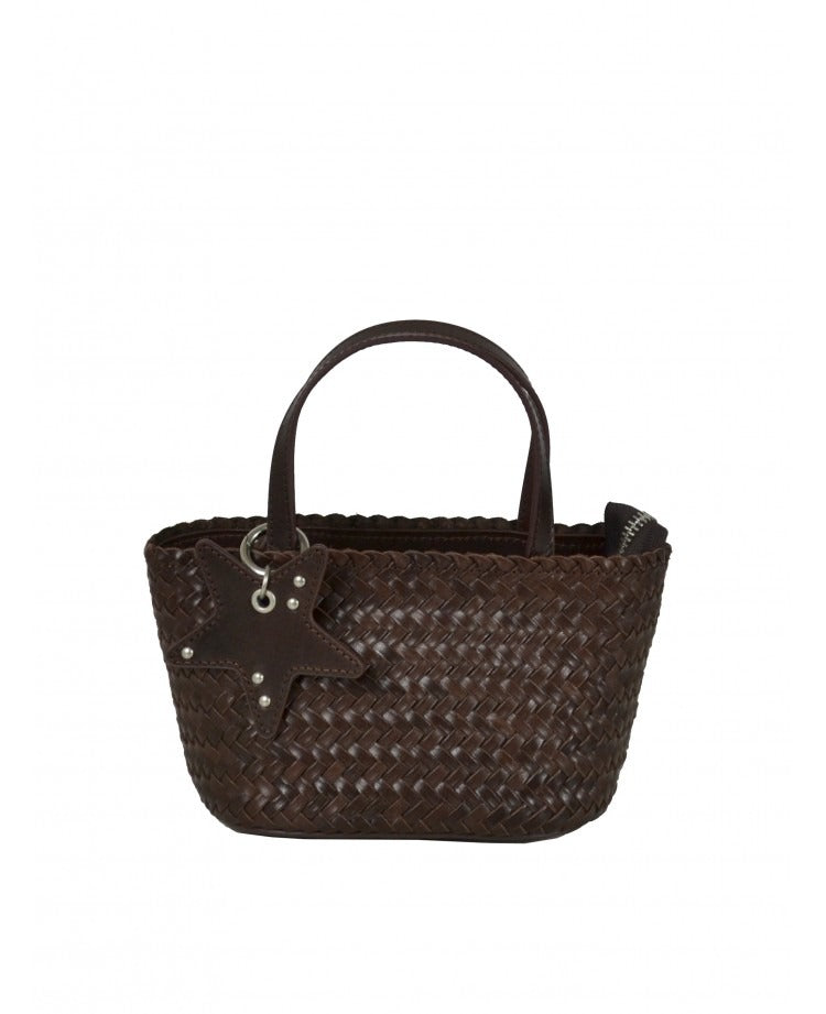 IT5805DB Starlady Woven Small Handbag with Charm - Deep Brown