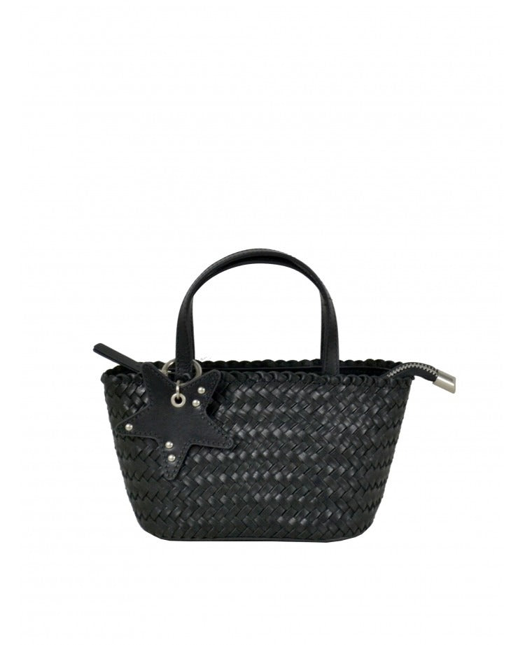 IT5805BK Starlady Woven Small Handbag with Charm - Black