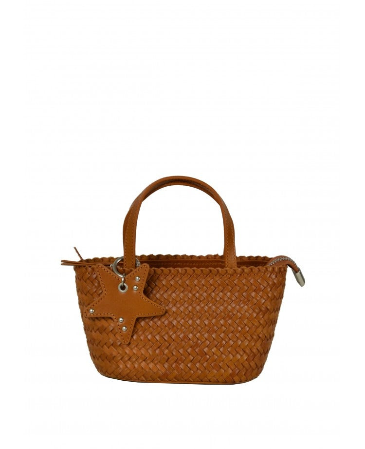 IT5805LB Starlady Woven Small Handbag with Charm - Leather Brown