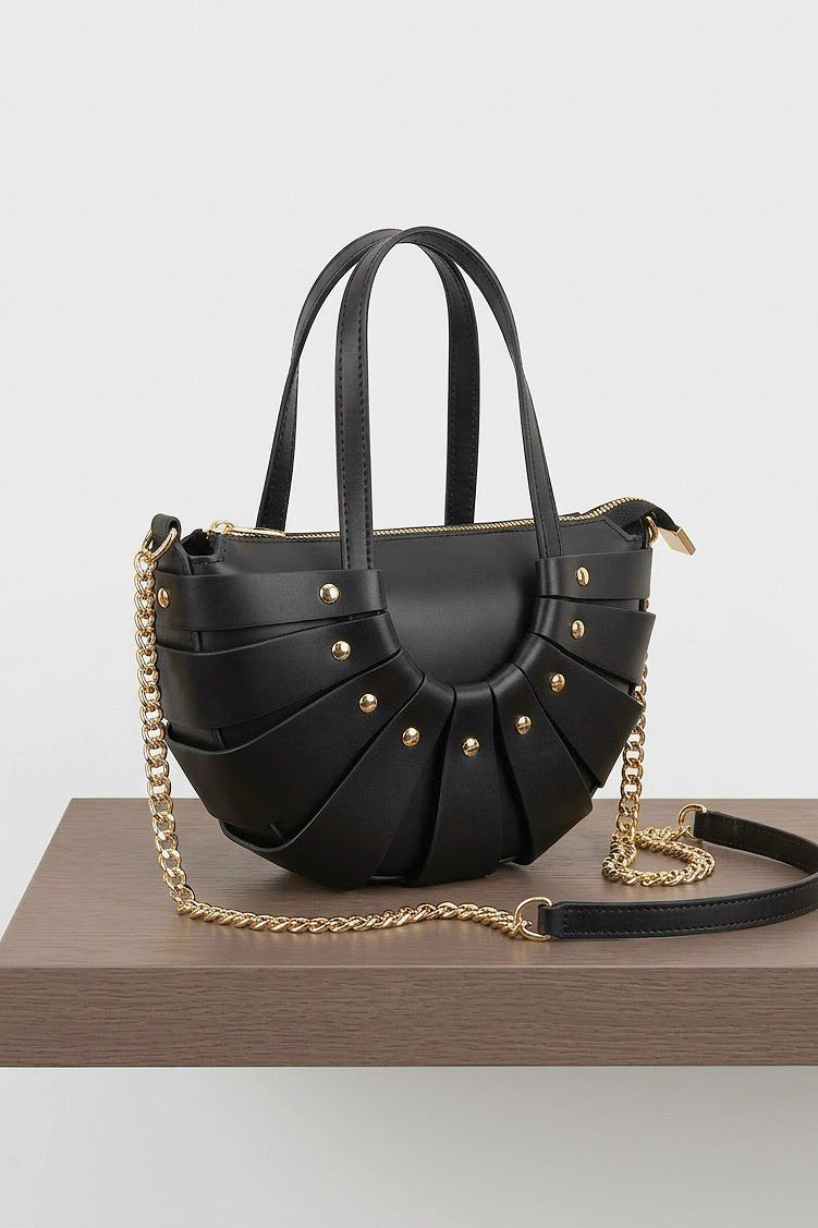 ZZ200 Black Leather Basket Bag