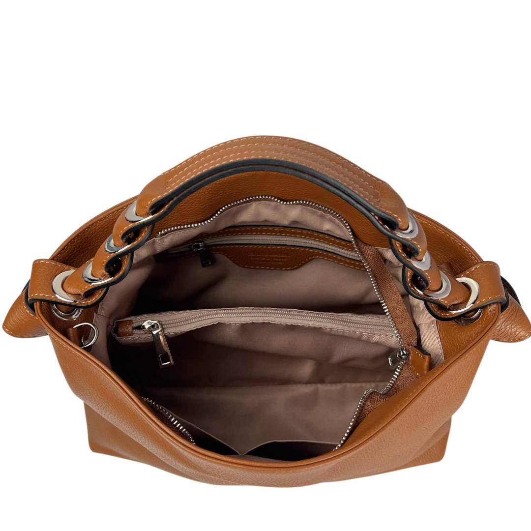 MI507 Tan Leather Hobo Bag