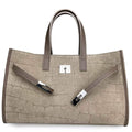 Mi134 Dark Taupe Croco-Print Suede Tote
