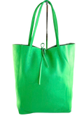 D100 Green Italian Basic  Leather Tote Bag JIJOU CAPRI