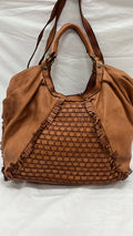 OF521 Italian Camel Vintage Leather Zipped Handbag JIJOU