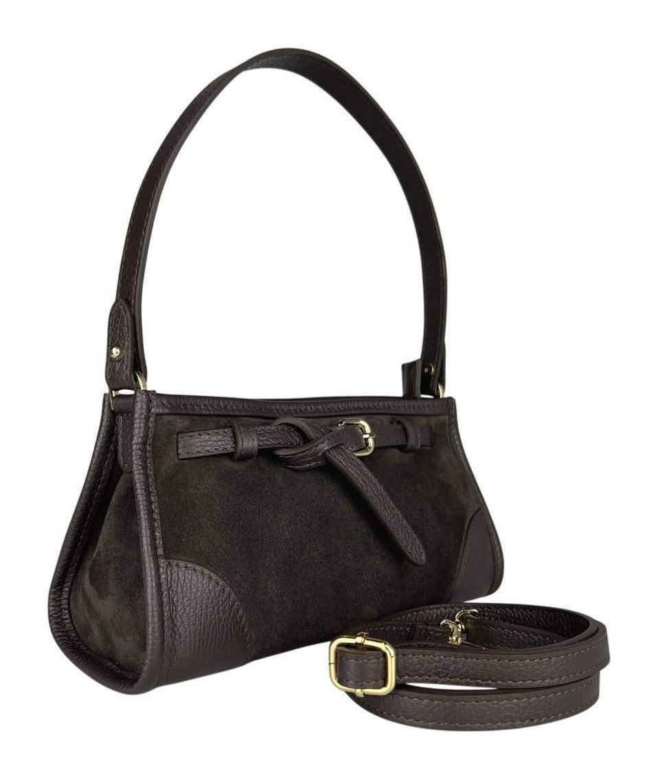 MI564 Dark Brown Suede Mini Shoulder Bag