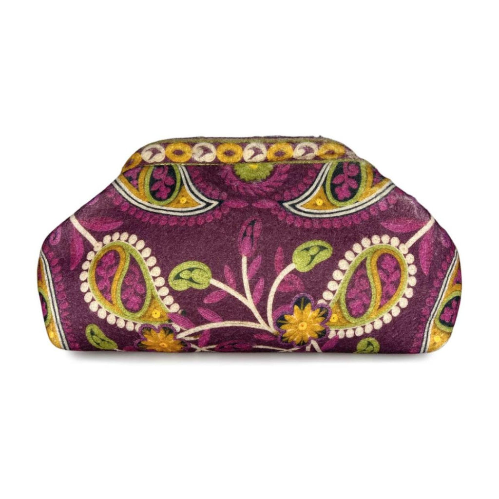MI643 Plum Paisley Print Clutch Bag