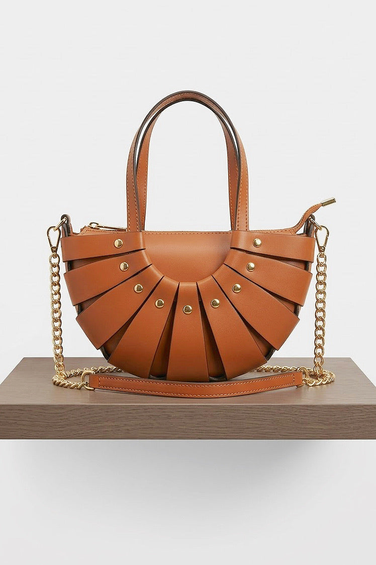 ZZ198 Camel Leather Basket Bag