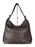MI595 Dark Brown Woven Leather Convertible Backpack