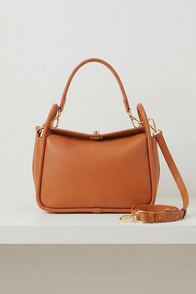 ZZ151 Camel Leather Top Handle Bag