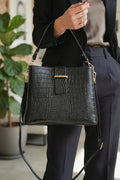 ZZ036 Black Croco Top Handle Bag
