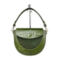 MI616 Olive Green Suede Croc Saddle Bag
