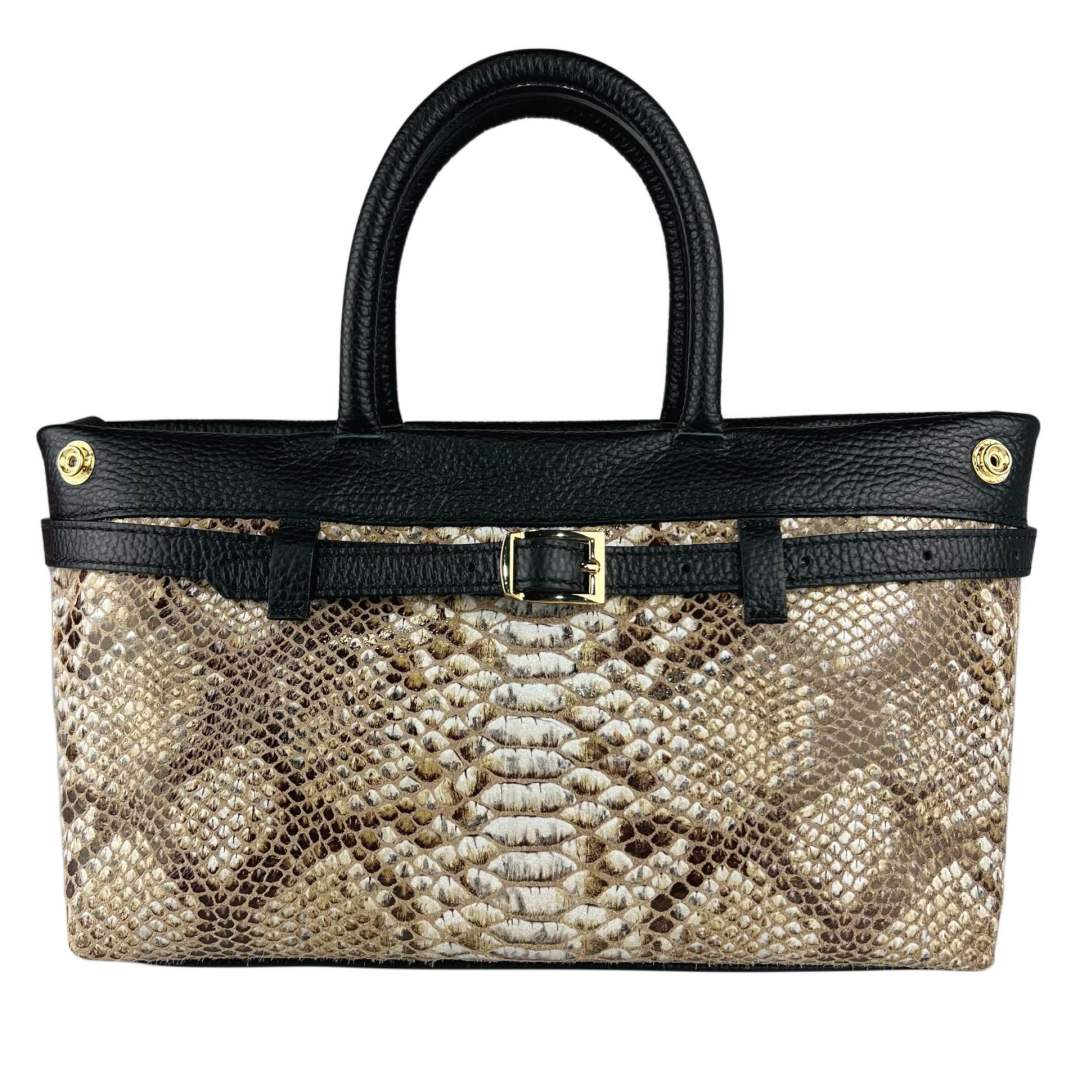 Mi240 Black Python-Print Bag