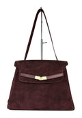 MI578 Burgundy Suede Belted Shoulder Bag