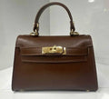 MELBCH Choco Small Italian Leather Structured Lock Bag