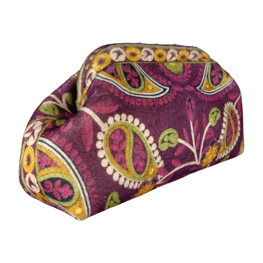 MI643 Plum Paisley Print Clutch Bag